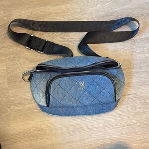 Blue Quilted Belt Bag